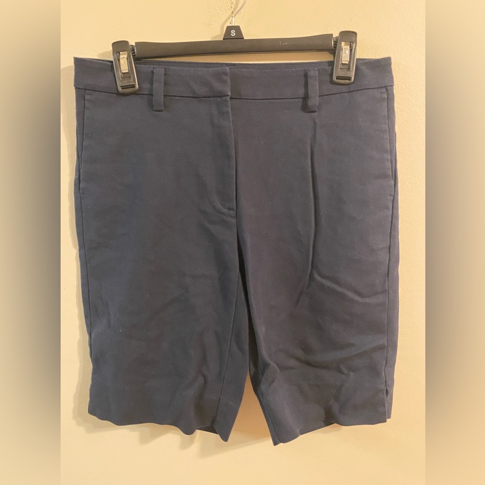 J. Jill Essential Cotton Stretch Navy Blue Bermuda Shorts Womens Size 6